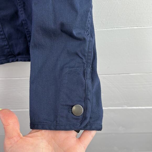 PENDELTON Navy Blue‎ Silver Button Up Crew Neck Cotton Long Sleeve Jacket Size S - Picture 8 of 12